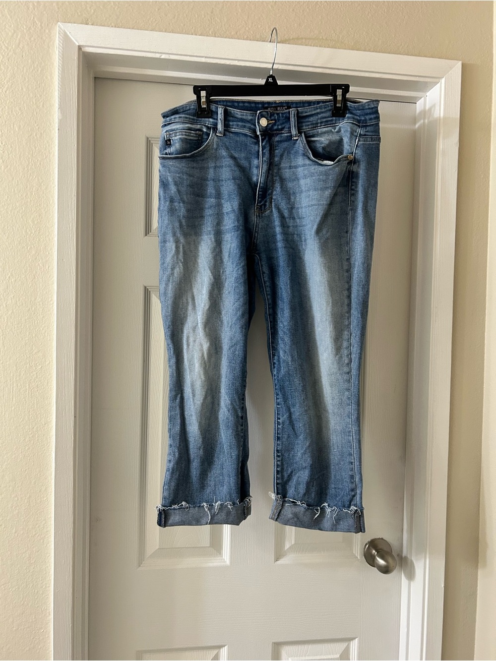 Judy Blue Light Blue Cropped Jeans with Raw Hem
